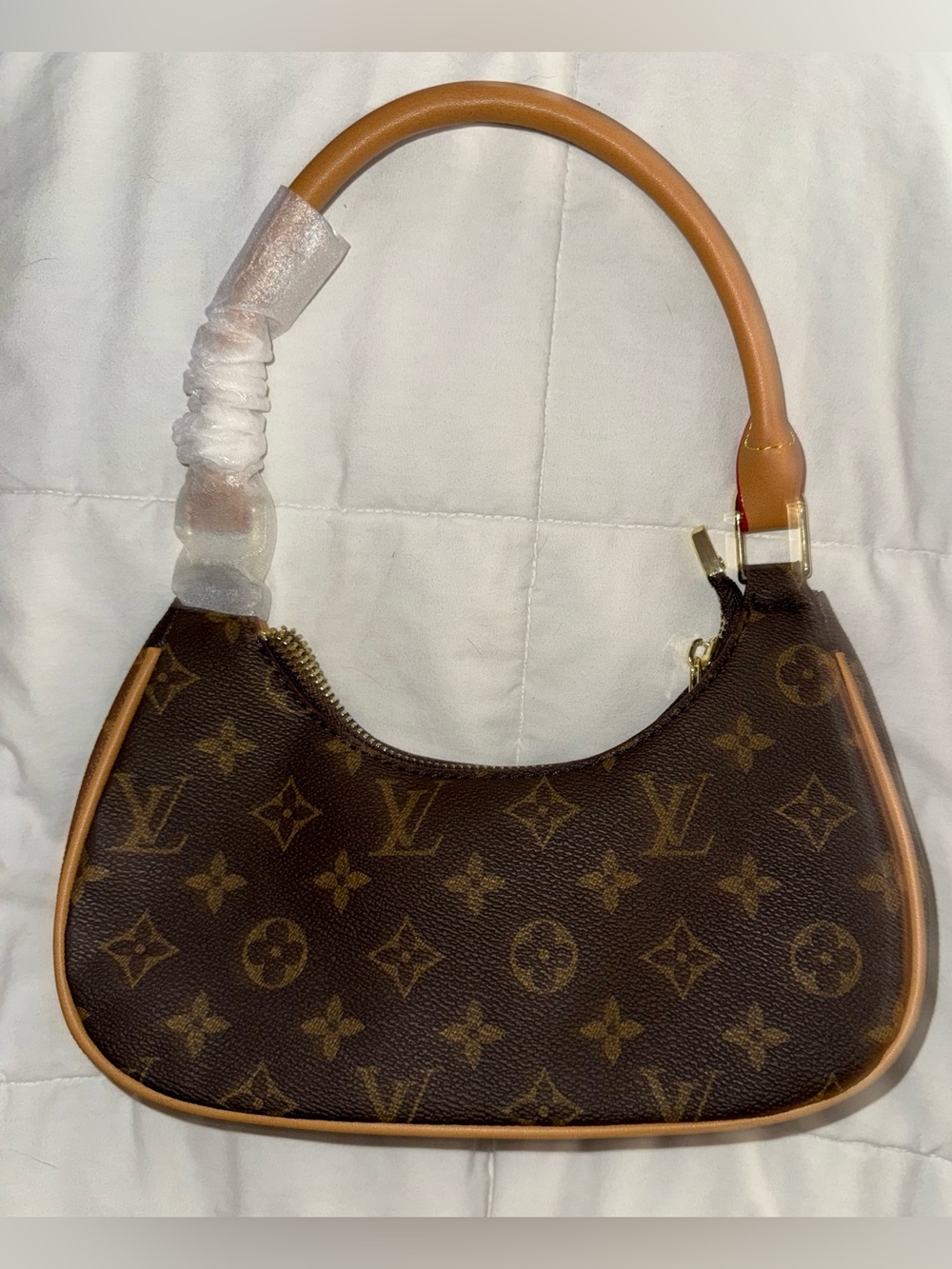 Cute PM Monogram Crescent /loop  Bag in Brown and Tan